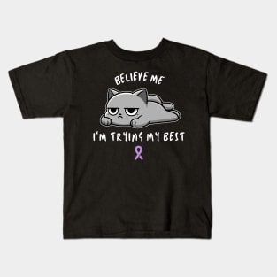 Lupus Warrior Cat With Awareness Ribbon Kids T-Shirt